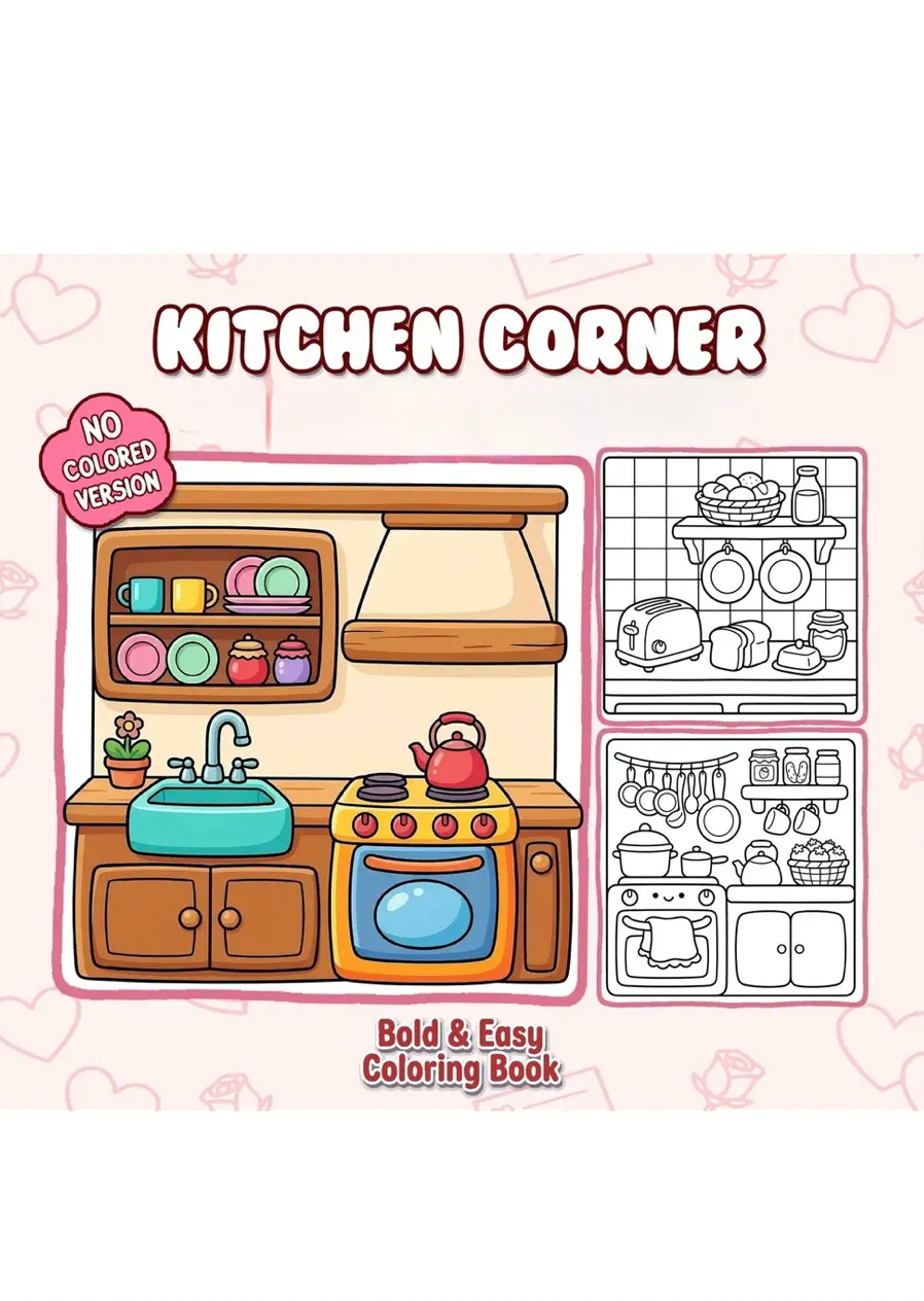 Kitchen Corner 21 Sayfalık Boyama Kitabı